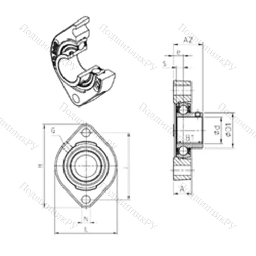 Подшипниковый узел шариковый радиальный USFD 202 от производителя  SNR