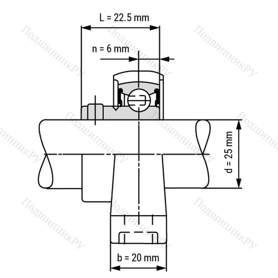 Подшипниковый узел SS KP 005 ST - Вал: 25 мм