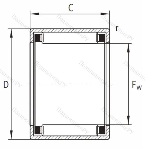 Игольчатый подшипник HK 4020 B от производителя  INA