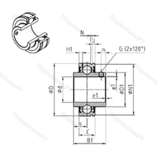 Подшипник шариковый радиальный CUC 207-22 от производителя  SNR