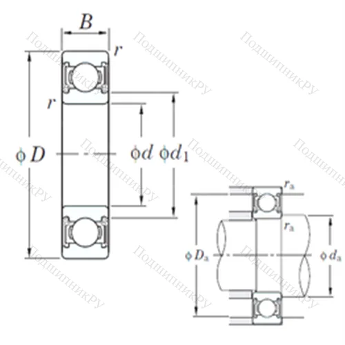 Подшипник шариковый радиальный 6305 2RD C 3
