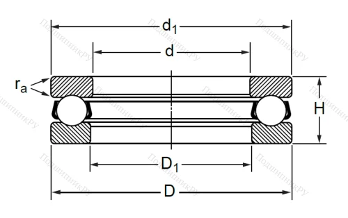 Упорный шариковый подшипник 8206 (51206) в Челябинске