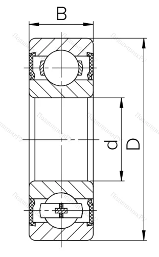 Миниатюрный шариковый подшипник 180017 (607 2RS) в Челябинске