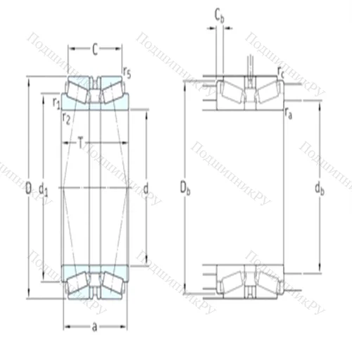 Подшипник роликовый радиально-упорный спаренный 32044T 168X/DB