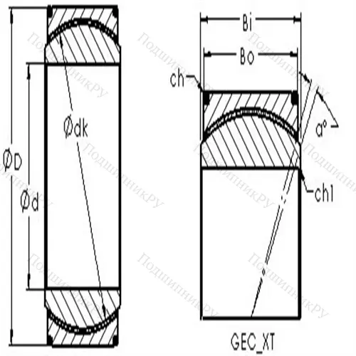 Подшипник скольжения сферический GEH 220XT