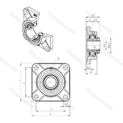 Подшипниковый узел шариковый радиальный UKF 313H от производителя  SNR