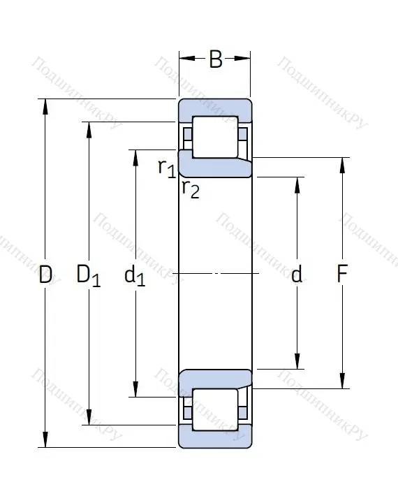 Роликовый цилиндрический подшипник NJ 2316 ECP от производителя  SKF