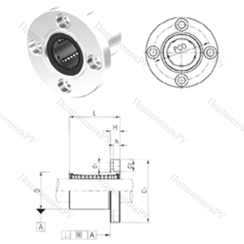 Подшипник шариковый линейный LMF 8UU от производителя  Samick
