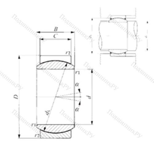Подшипник скольжения сферический GE 20EC от производителя  IKO