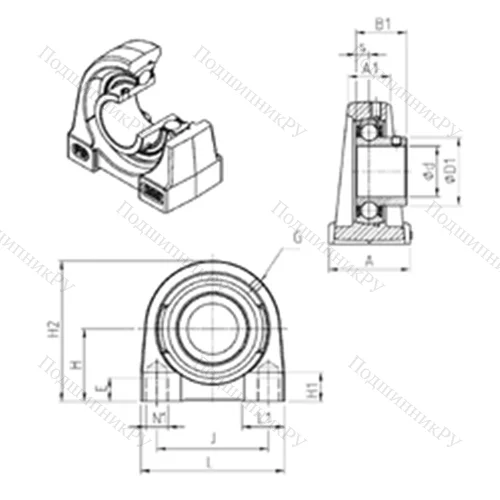 Подшипниковый узел шариковый радиальный USPG 211 от производителя  SNR