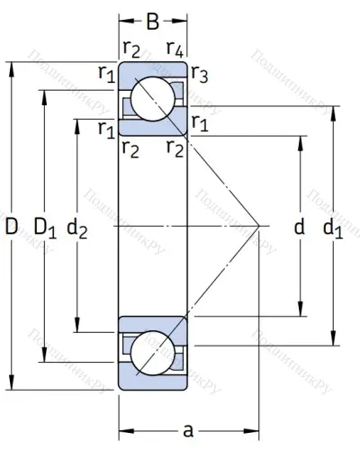 Однорядный шариковый подшипник 7306 BEP от производителя  SKF