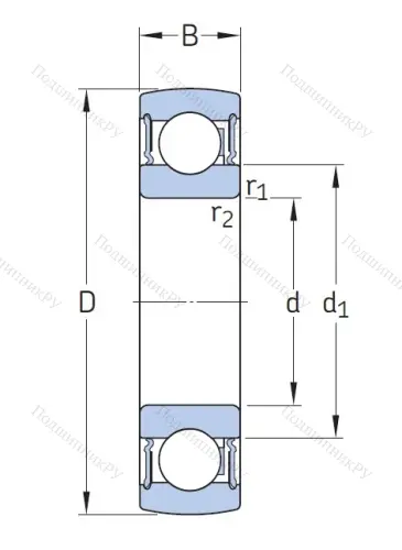 Однорядный шариковый подшипник 1726305-2RS 1 от производителя  SKF