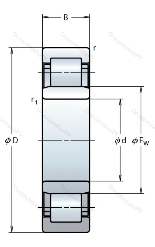 Роликовый цилиндрический подшипник NU 2207 ET от производителя  NSK Роликовый цилиндрический подшипник NU 2207 ET от производителя  NSK