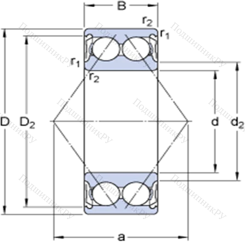 Двухрядные радиально-упорные шарикоподшипники E 2.3304 A-2Z от производителя  SKF