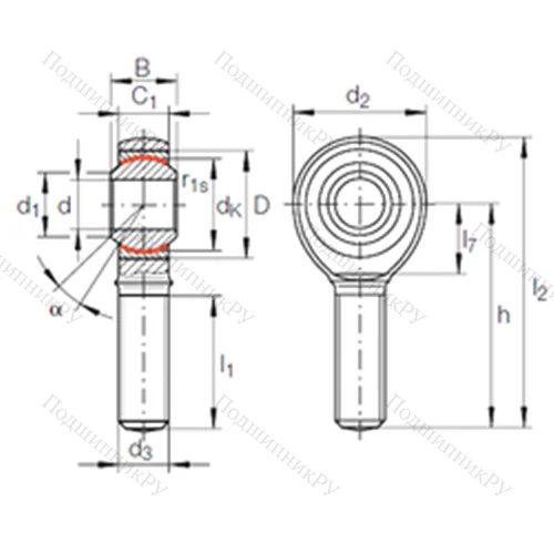 Подшипник скольжения сферический GAKR 10 PW от производителя  INA Подшипник скольжения сферический GAKR 10 PW от производителя  INA