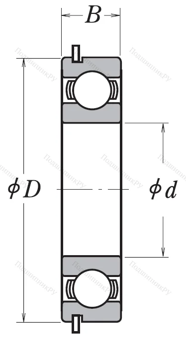 Однорядный шариковый подшипник 6205 DDU NR