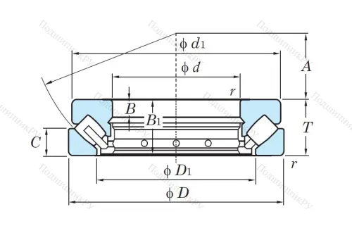 Упорный роликовый подшипник 29416 R FY от производителя  KOYO