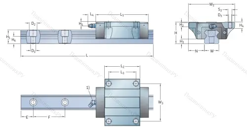 Профильная рельсовая направляющая LLTHS 25 R 1 T 1 220 P 3 E=0 (M/P 011515) в Челябинске