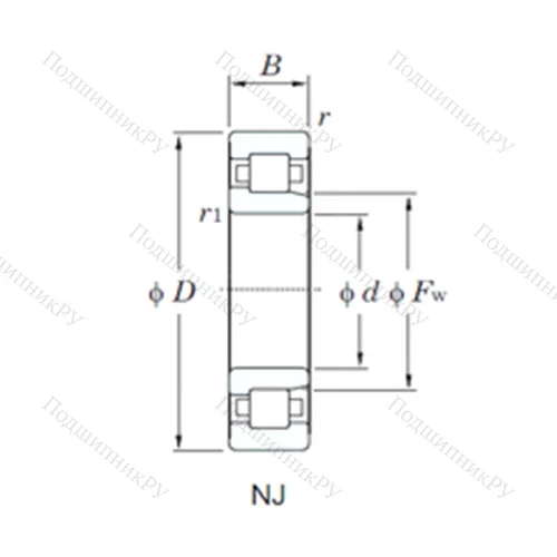 Подшипник роликовый радиальный NJ 2232R