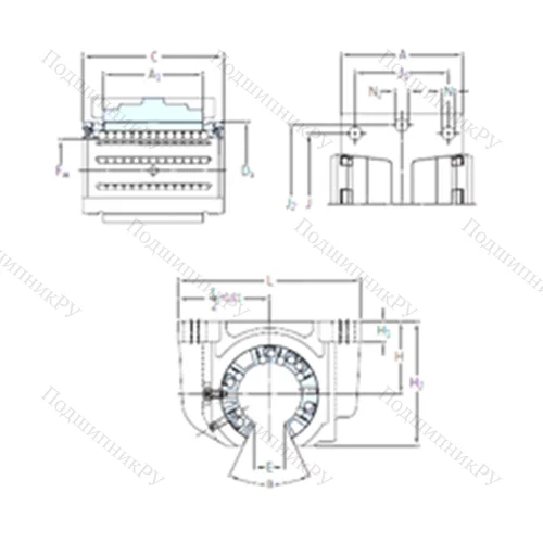 Подшипник шариковый линейный LUCF 30-2LS от производителя  SKF