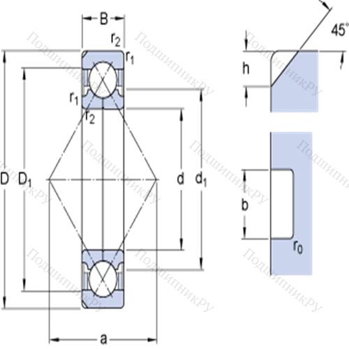 Шарикоподшипники с четырёхточечным контактом QJ 324 N 2MA