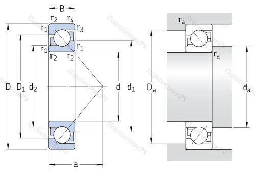 Однорядный шариковый подшипник 7318 BECBM (66318 Л (ГОСТ)) от производителя  SKF