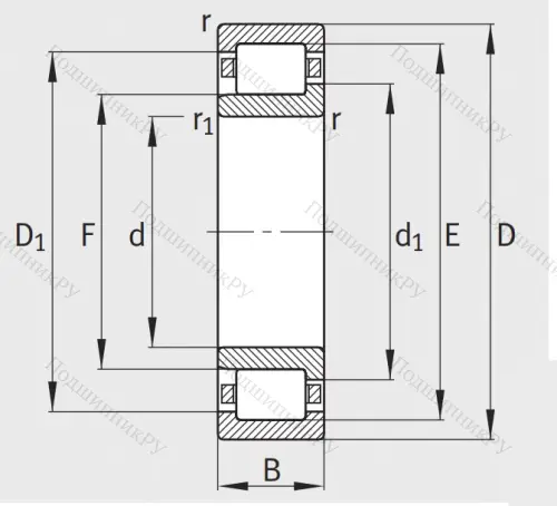 Роликовый цилиндрический подшипник NJ 2308 E XL TVP 2 от производителя  FAG