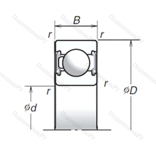 Подшипник шариковый радиальный 6308T 1XVV
