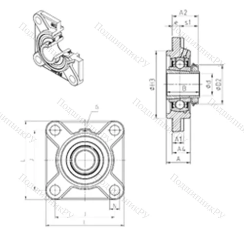 Подшипниковый узел шариковый радиальный UKFS 308H от производителя  SNR