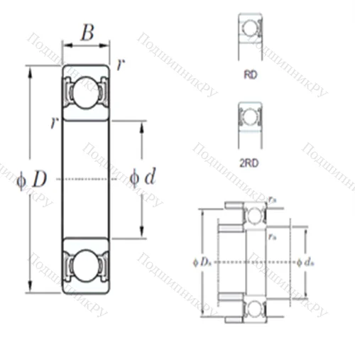 Подшипник шариковый радиальный 6302-2RD