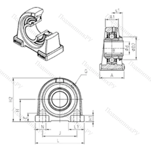 Подшипниковый узел шариковый радиальный UKPA 207H от производителя  SNR