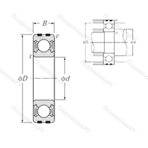 Подшипник шариковый радиальный EC-6006LLB