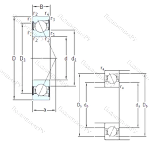 Подшипник шариковый радиально-упорный SS 7208 CD/P 4A от производителя  SKF