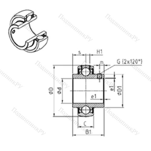 Подшипник шариковый радиальный UC 205-15 от производителя  SNR