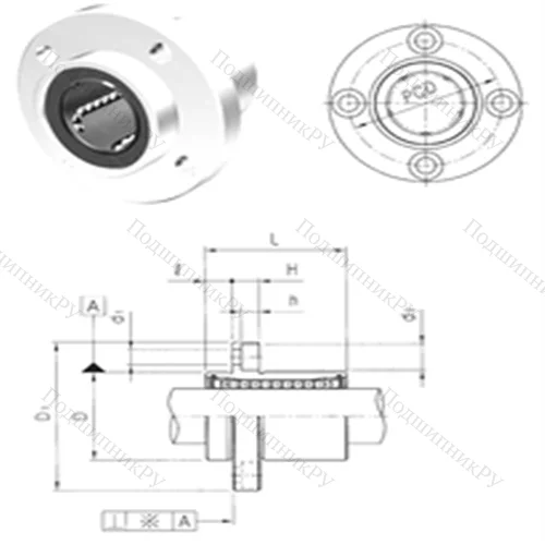 Подшипник шариковый линейный LMFP 20UU от производителя  Samick