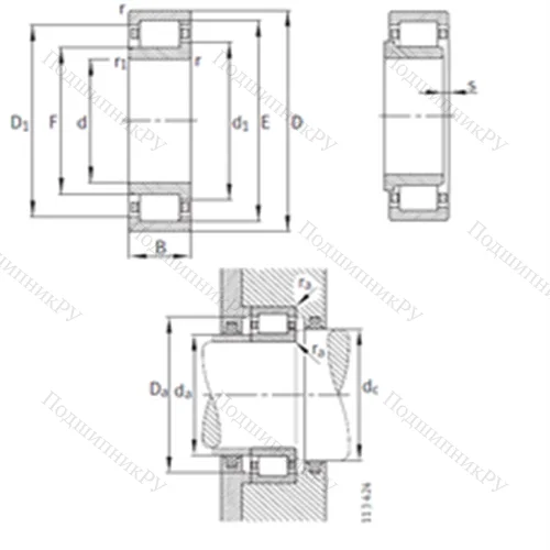 Подшипник роликовый радиальный NJ 252-E-M 1 от производителя  FAG