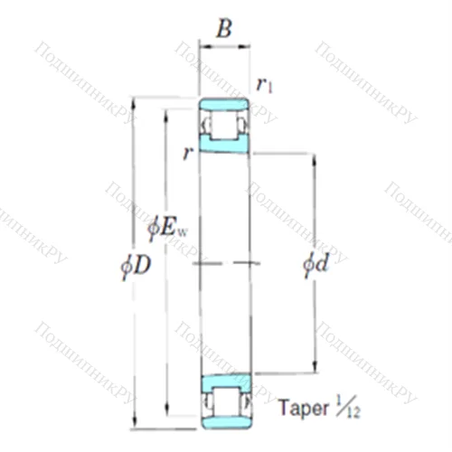 Подшипник роликовый радиальный 3NCN 1008K