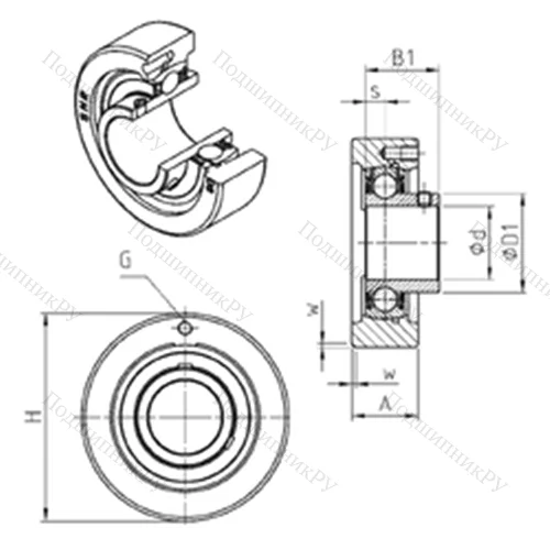 Подшипниковый узел шариковый радиальный USC 203 от производителя  SNR