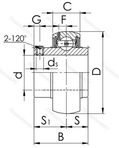 Корпусный подшипник UC 211 (480211 ГОСТ) в Челябинске