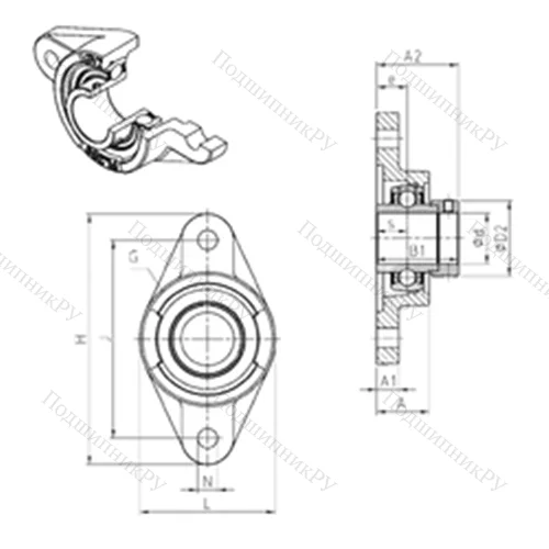 Подшипниковый узел шариковый радиальный EXFL 320 от производителя  SNR