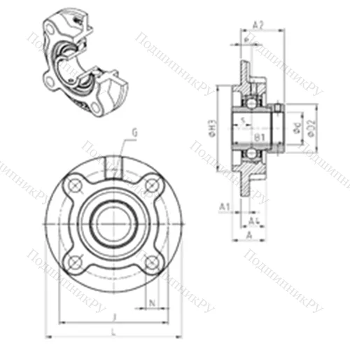 Подшипниковый узел шариковый радиальный EXFC 207 от производителя  SNR
