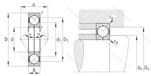 Радиально-упорный шариковый подшипник QJ 305 XL MPA от производителя  FAG Радиально-упорный шариковый подшипник QJ 305 XL MPA от производителя  FAG