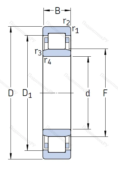 Роликовый цилиндрический подшипник NU 2210 ECP/C 3 от производителя  SKF