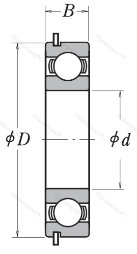 Однорядный шариковый подшипник 6307 DDU NR от производителя  NSK