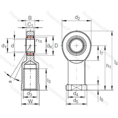 Подшипник скольжения сферический GIR 60 UK-2RS от производителя  INA