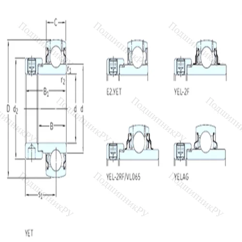 Подшипник шариковый радиальный YEL 204-2RF/VL 065 от производителя  SKF