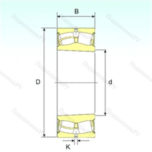 Подшипник роликовый радиальный самоцентрирующийся 22210-2RSK от производителя  ISB