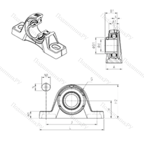 Подшипниковый узел шариковый радиальный USPLE 210 от производителя  SNR