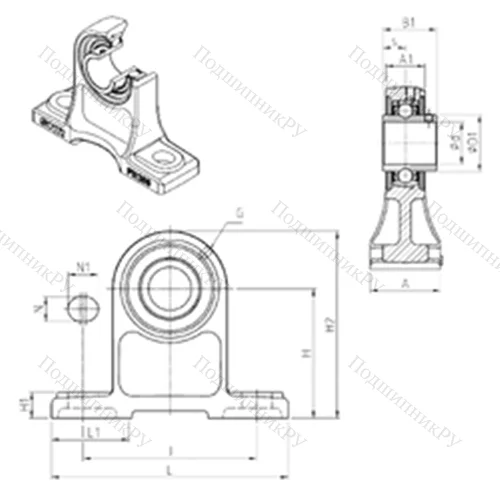 Подшипниковый узел шариковый радиальный UCPH 210 от производителя  SNR