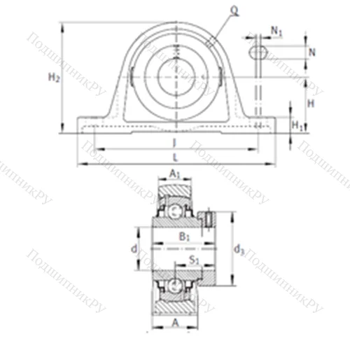 Подшипниковый узел шариковый радиальный RAK 1-3/8 от производителя  INA
